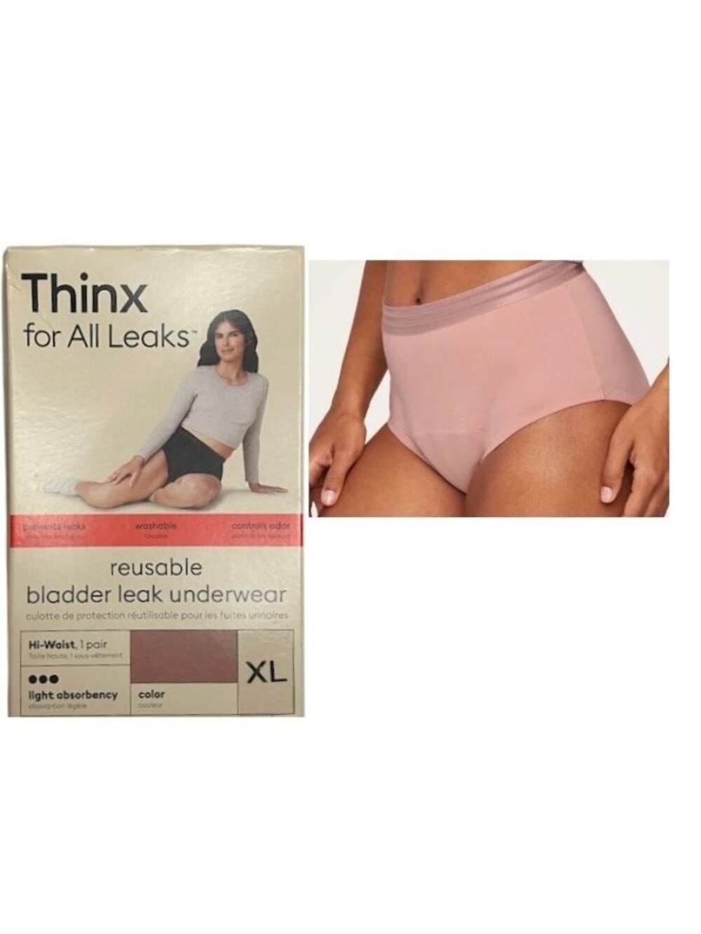 Thinx For All Leaks Light Absorbency Hi-Waist Bladder Leak Underwear X-LARGE